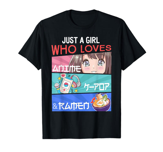 Just A Girl Who Loves Anime K-Pop Ramen KPop Lover Kawaii T-Shirt