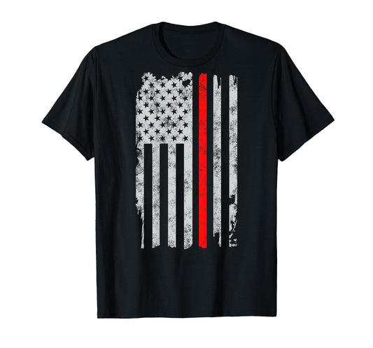 Thin red line American flag Patriot Firefighter gift Fireman T-Shirt