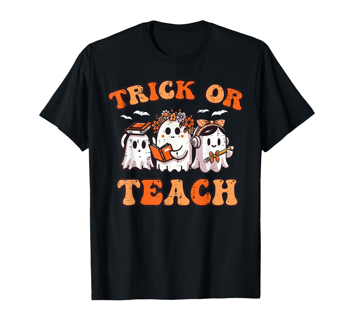 Halloween Teacher Ghosts Trick Or Teach Retro Costume Women T-Shirt