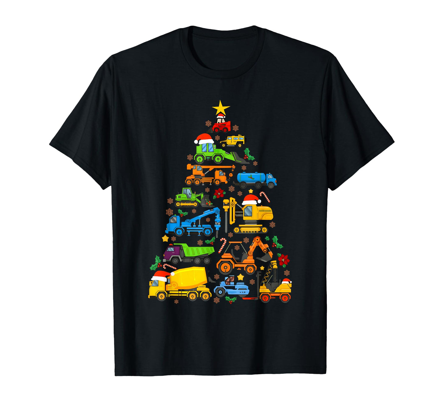 Construction Vehicles Truck Boys Toddler Christmas Tree T-Shirt