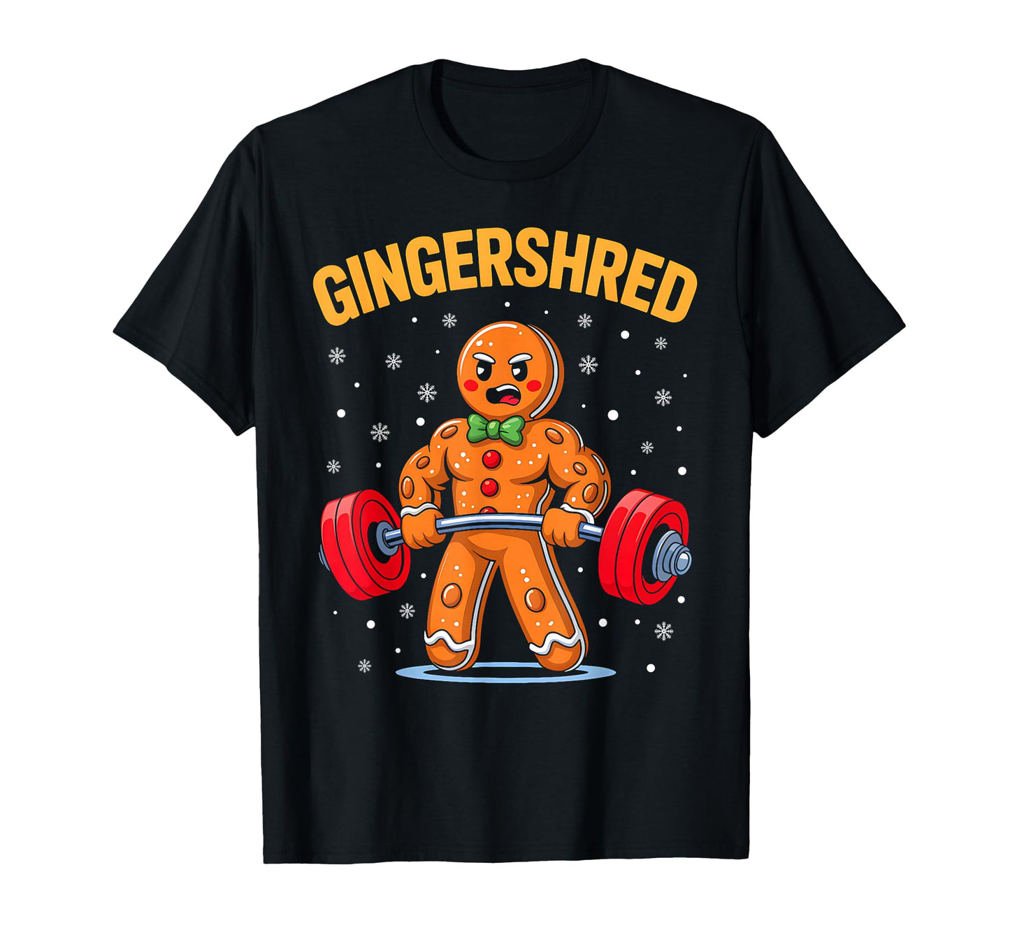 Funny Christmas Gingerbread Man Gym Bodybuilding Gingershred T-Shirt