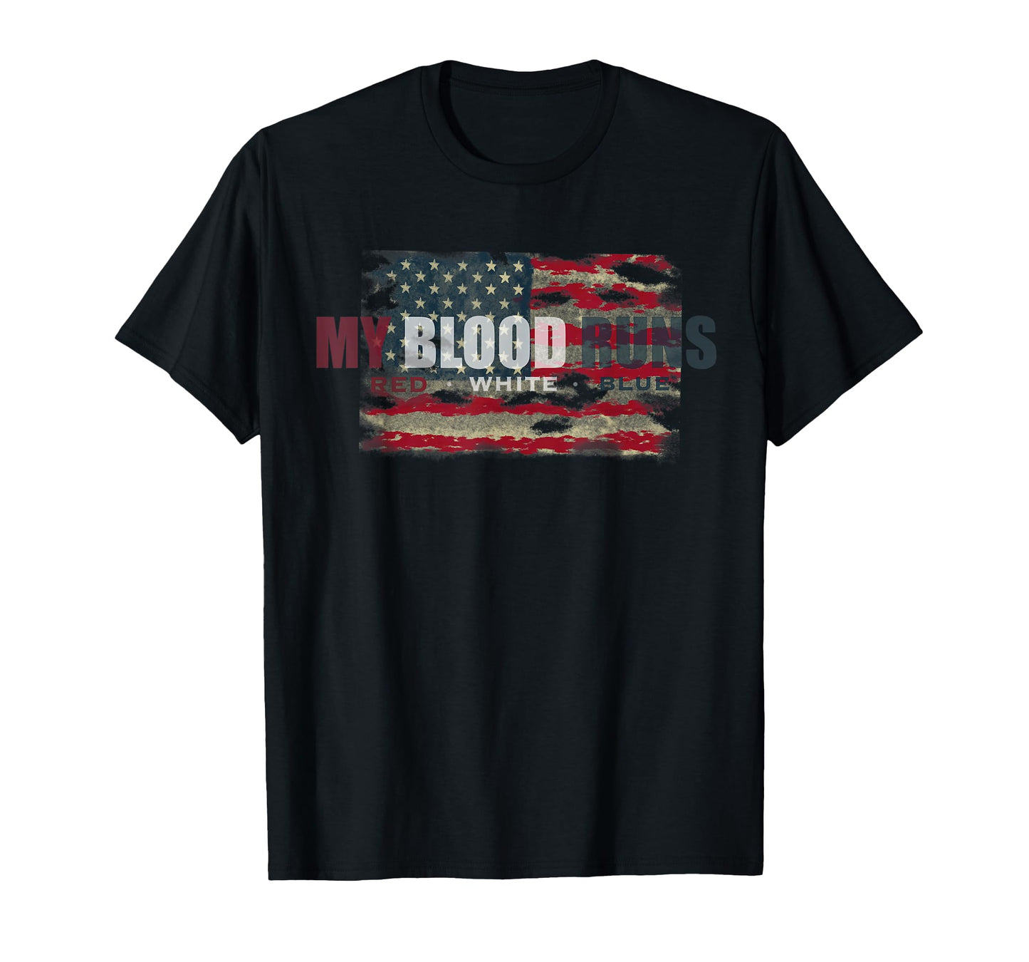Fourth of July My Blood Runs Red White & Blue American Flag T-Shirt
