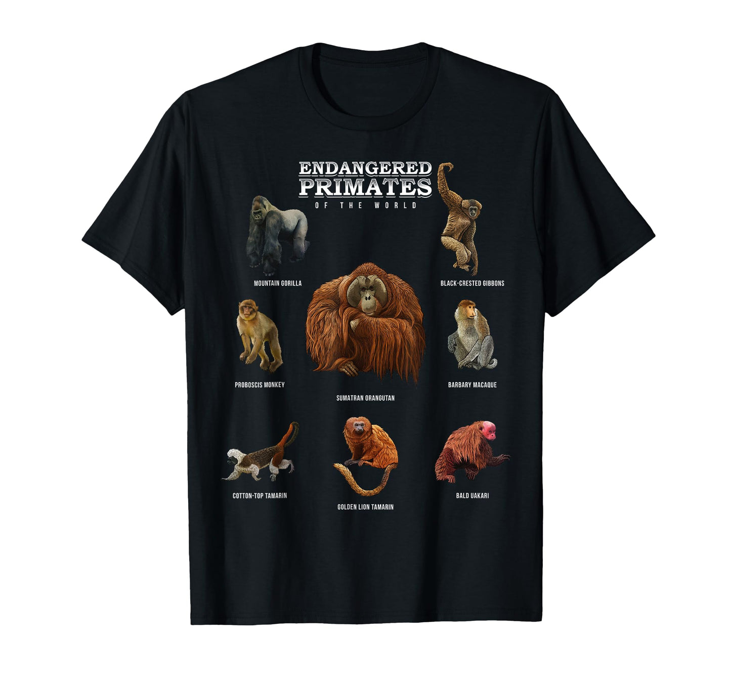Endangered Primates of the World Shirt Wildlife Zoology Wild T-Shirt