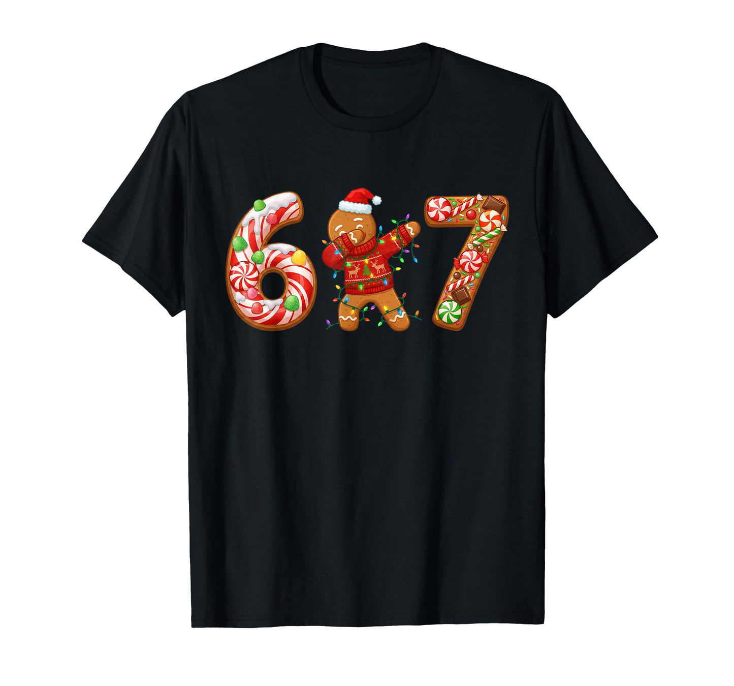 Dabbing Gingerbread Man 67 Meme Candy Christmas Sweets Boys T-Shirt