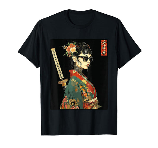 Japanese Gothic Samurai Art Woman With Katana Sword T-Shirt