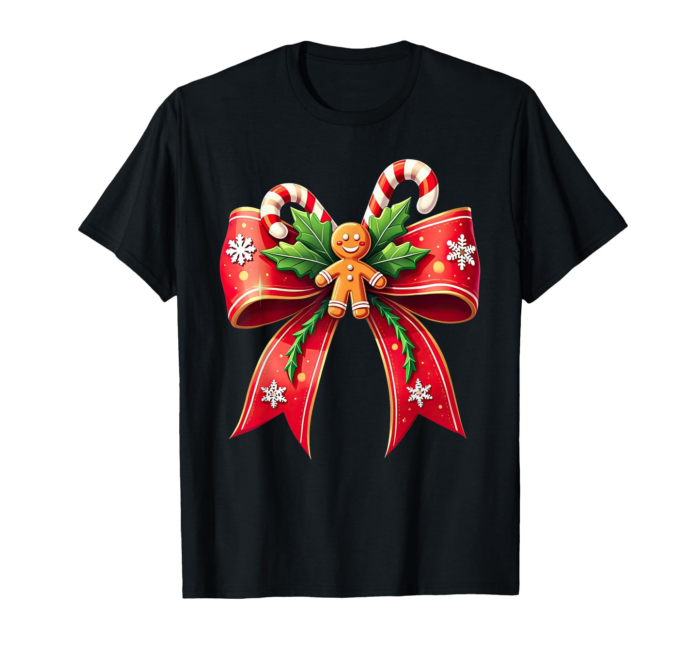Xmas Candy Cane Bow Christmas T-Shirt