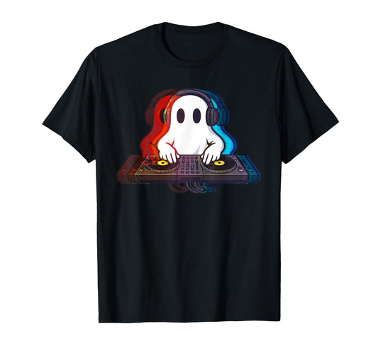 House Music Ghost Optical Illusion Boo EDM Halloween DJ Men T-Shirt