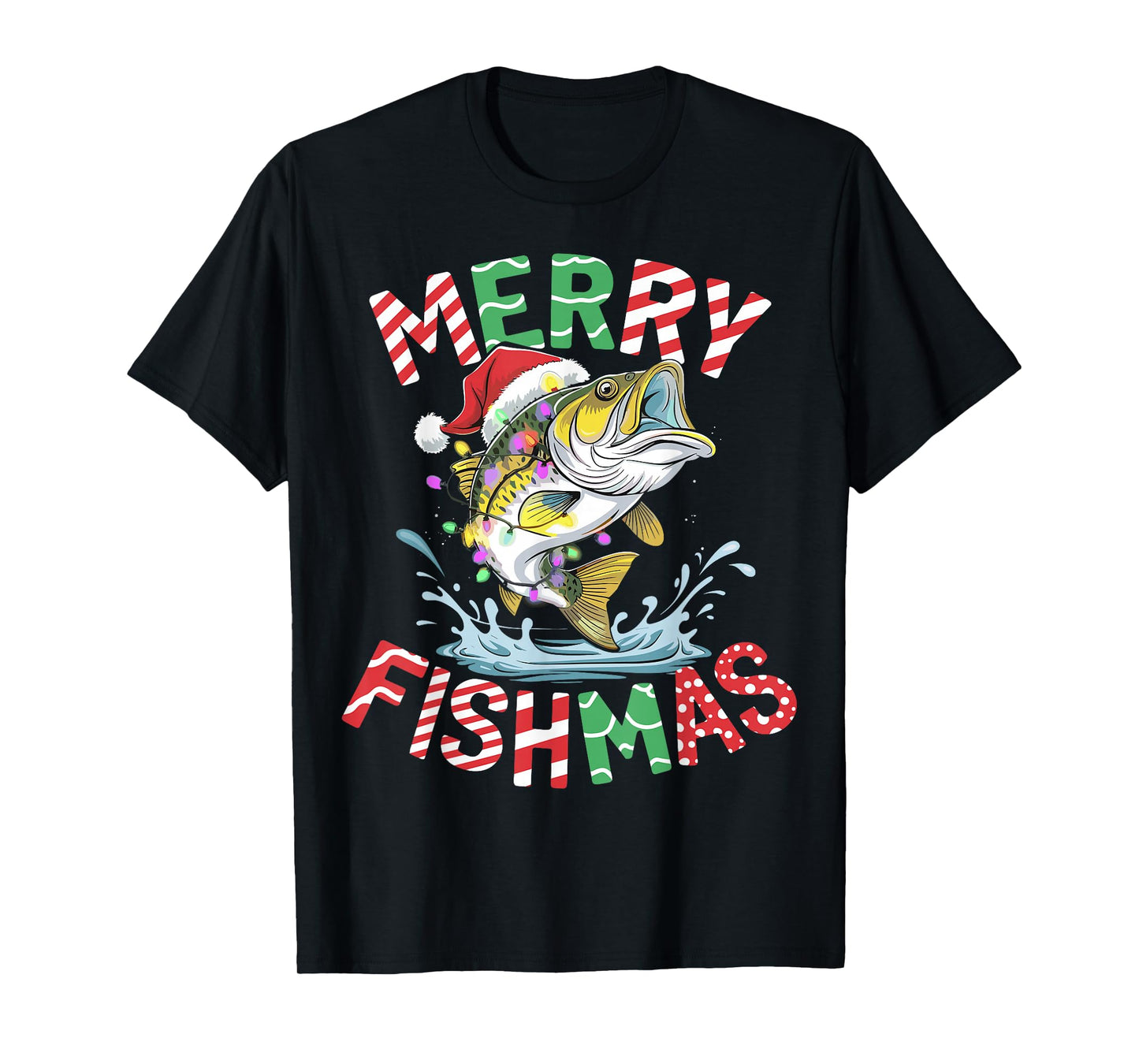 Merry Fishmas Santa Fishing Funny Fisherman Christmas T-Shirt