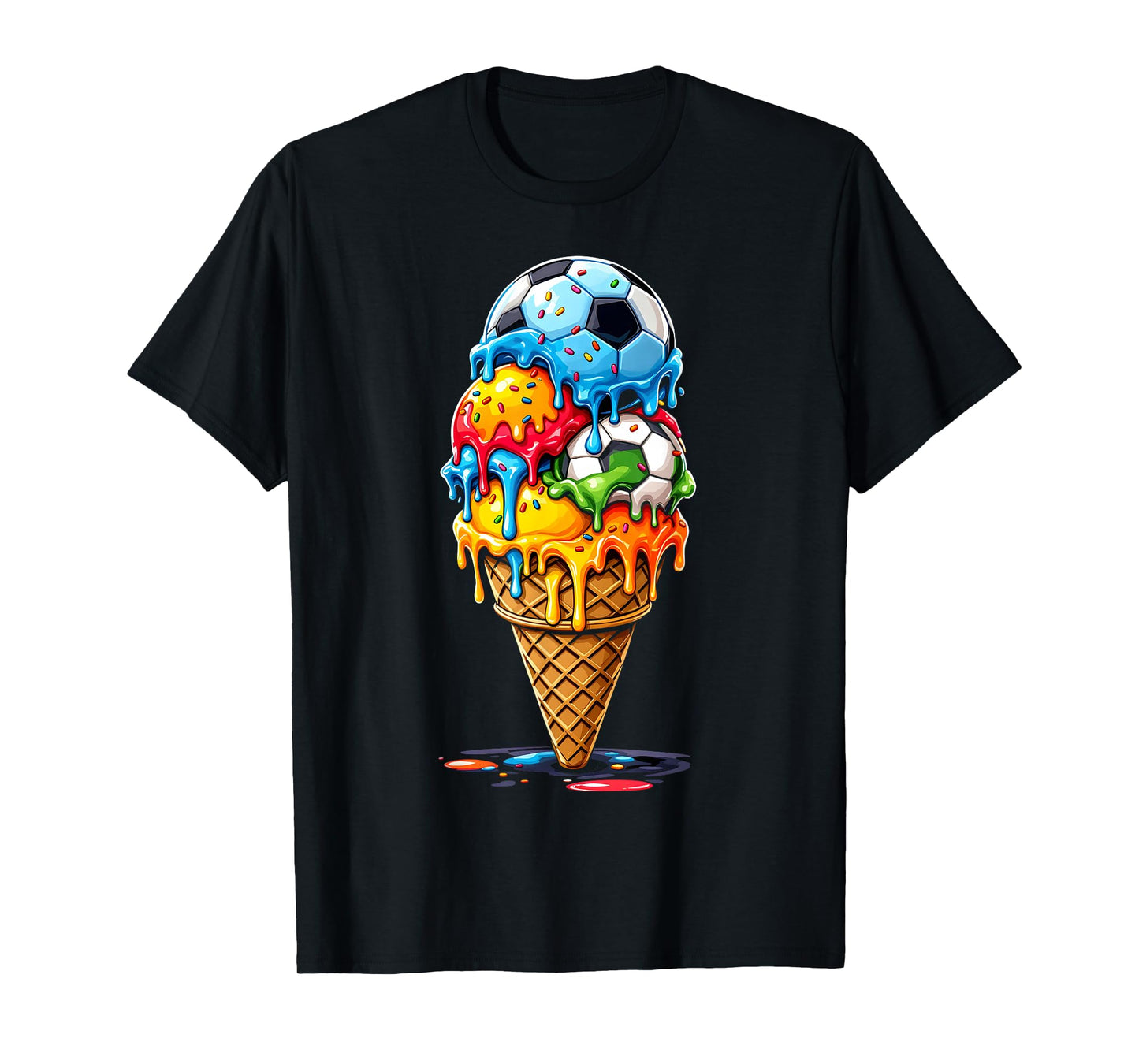 Soccer Drip Boys Girls Ice Cream Drip With Sprinkles Summer T-Shirt