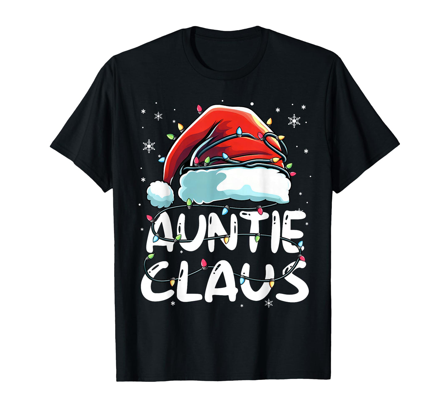 Auntie Claus Christmas Lights Matching Family Xmas Pajama T-Shirt