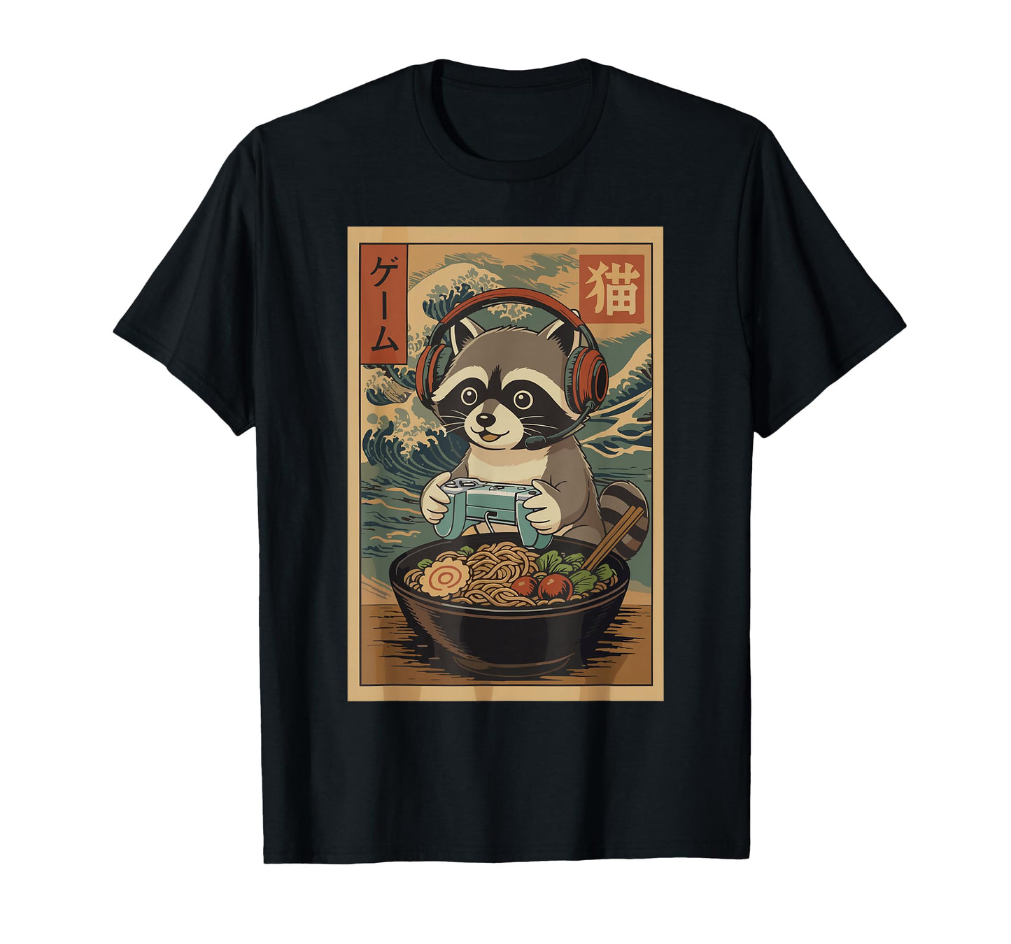 Kawaii Japanese Ramen Raccoon Retro Gaming Shirts for Men T-Shirt