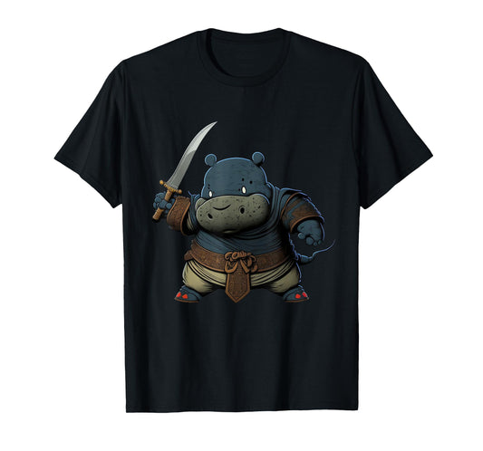 Cool Hippo Ninja Anime Japanese Art Kawaii Hippopotamus T-Shirt