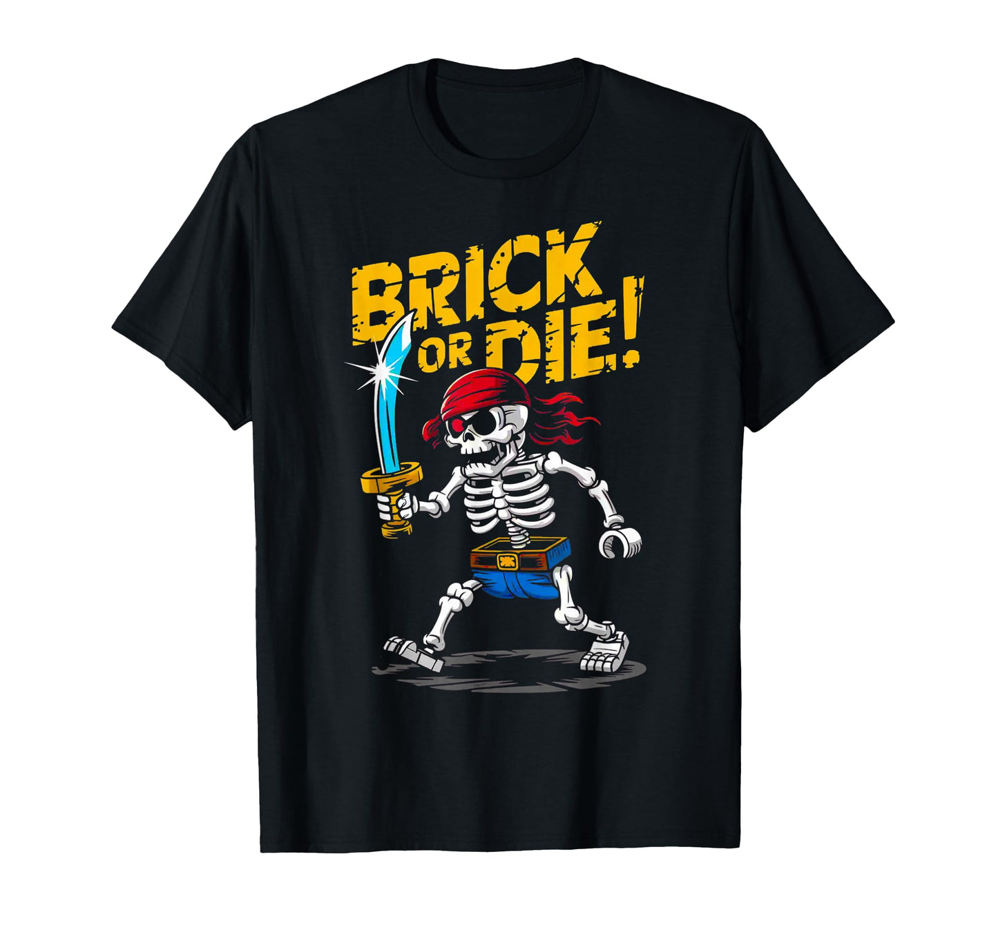 Halloween Bricks Pirate Skeleton Builder Blocks Building Toy T-Shirt