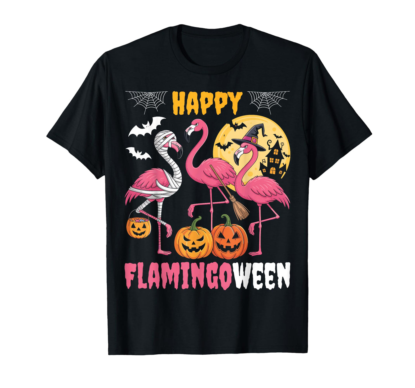 Happy Flamingoween Ghost Spooky Flamingo Bird Halloween T-Shirt