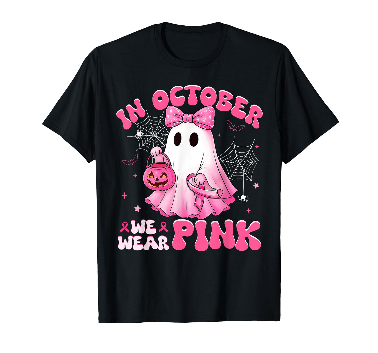 Halloween in October We Wear Pink Breast Cancer Awareness T-Shirt
