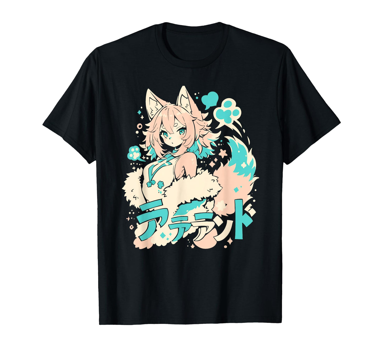 Wolf Furry Animal Girl Cute Anime manga Retro Japan T-Shirt