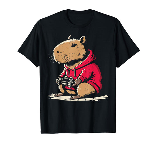 Capybara Gamer Funny Video Gaming Capy Rodent Boys Kids Men T-Shirt