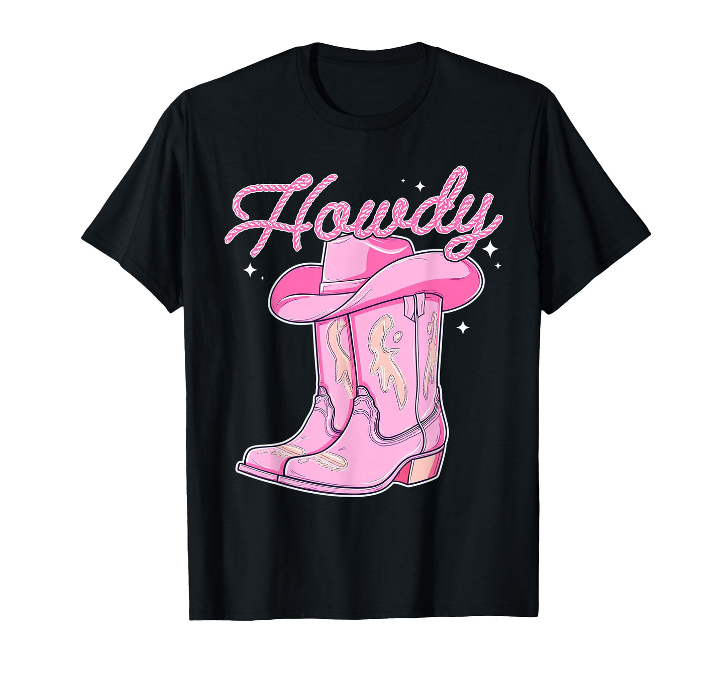 Cute Howdy Pink Cowgirl Boot Hat Western Rodeo Women Girl T-Shirt