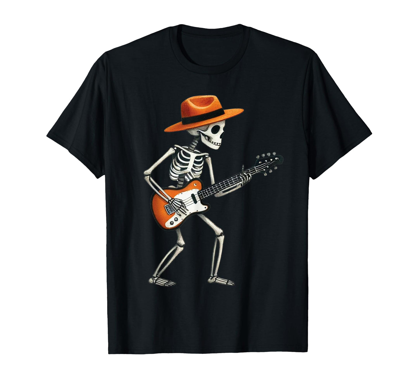 Skeleton Playing Electric Guitar Rock Halloween Boys Men Tee T-Shirt