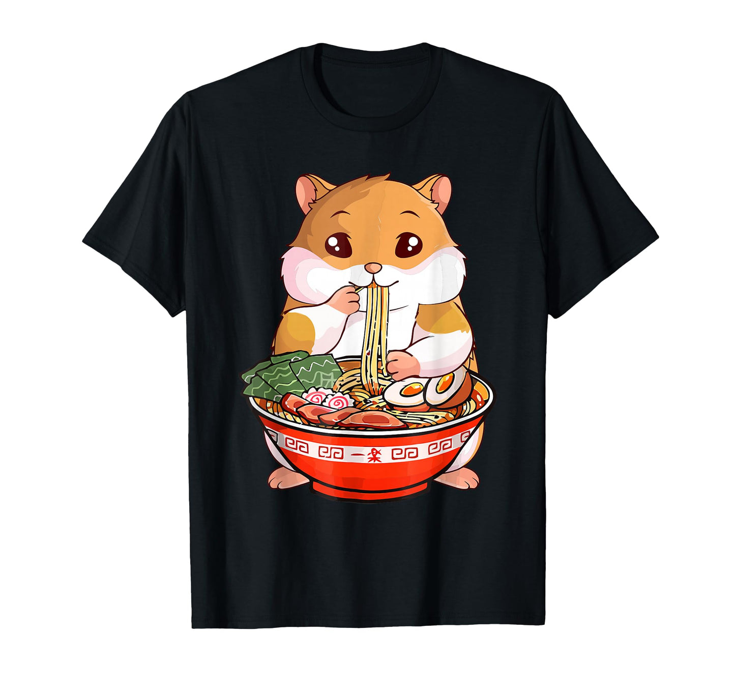 Cute Hamster Ramen Lover Funny Kawaii Noodle Design T-Shirt