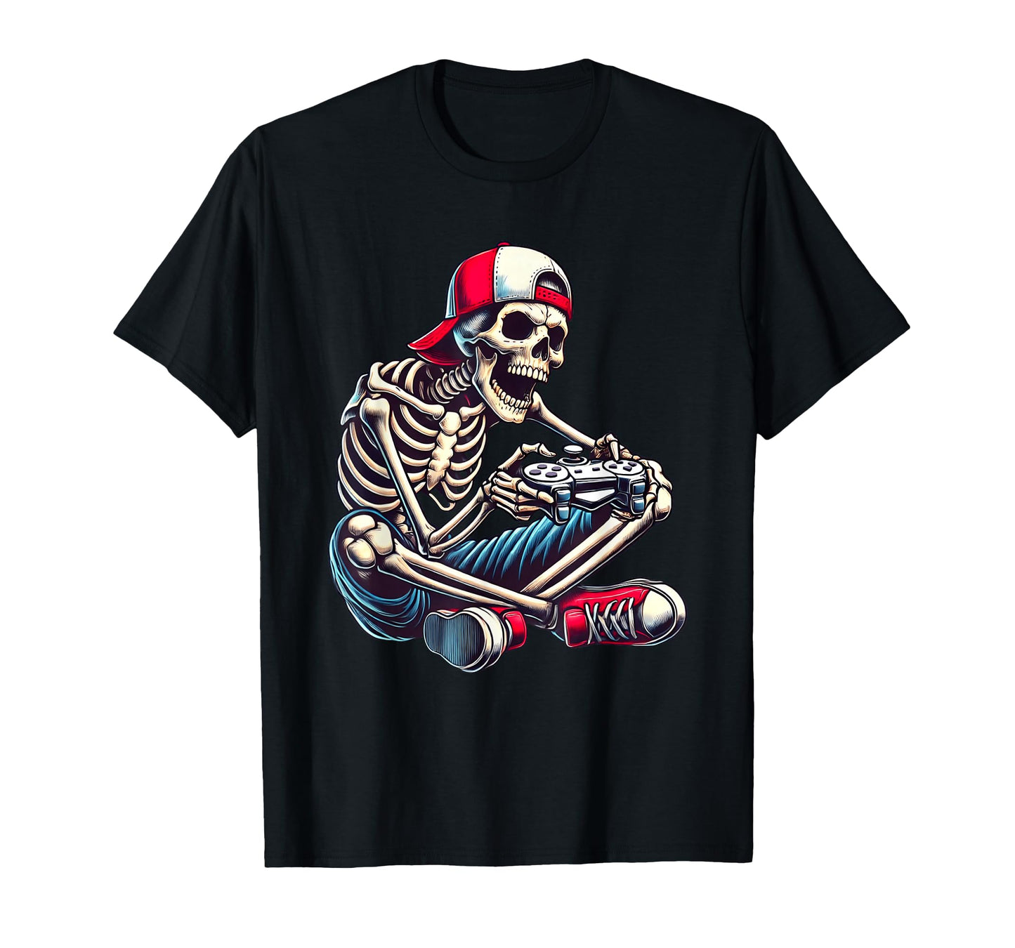 Halloween Skeleton Gamer Video Gaming Boys Girls Men Women T-Shirt
