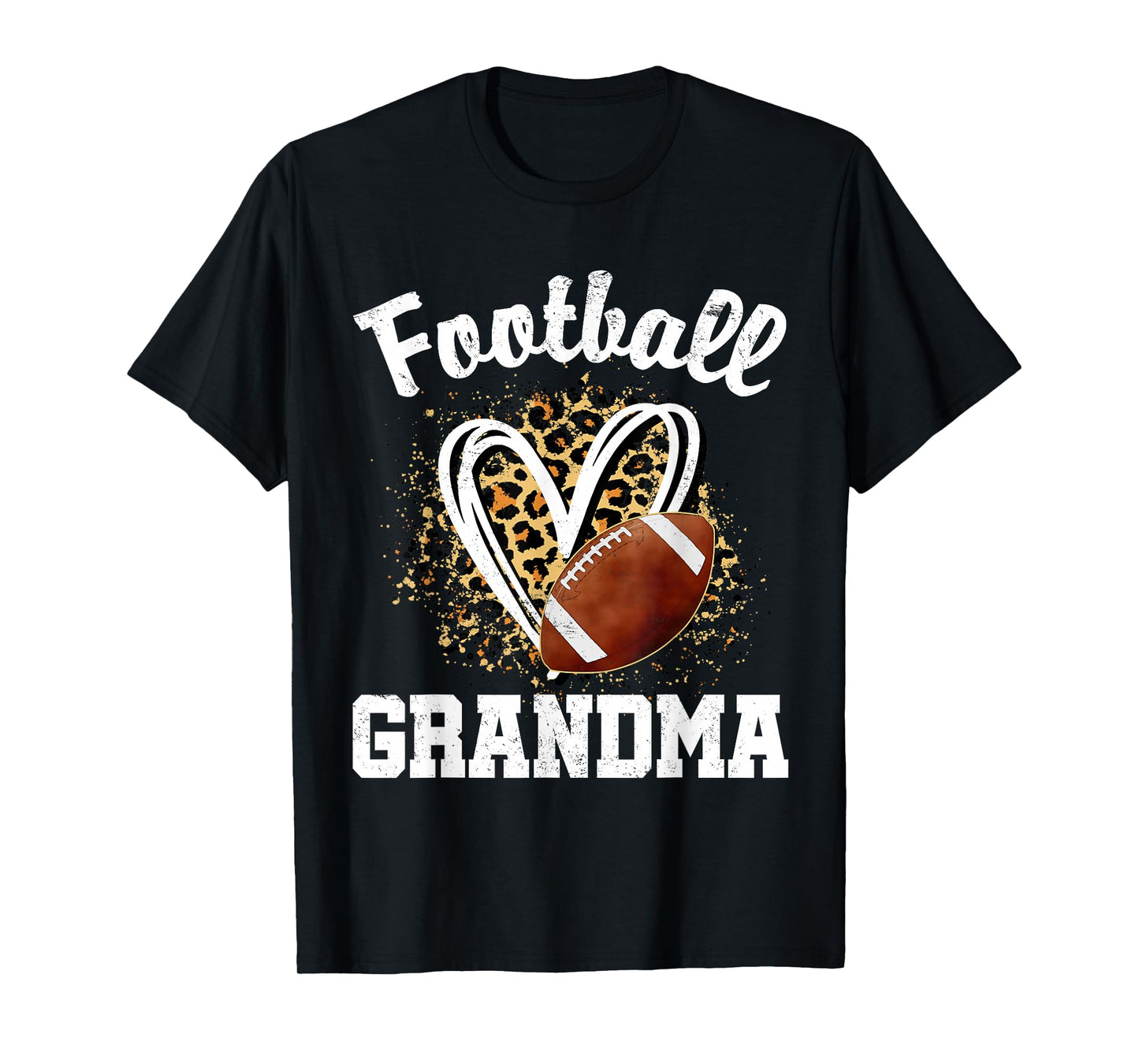 Football Grandma Leopard Heart T-Shirt
