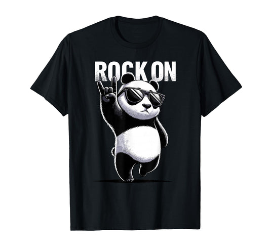 Retro Panda Rock Music Gift Men Kids Women Funny Panda T-Shirt