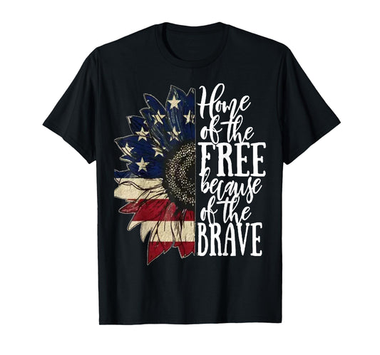 American Flag Patriot home of the free because of the brave T-Shirt