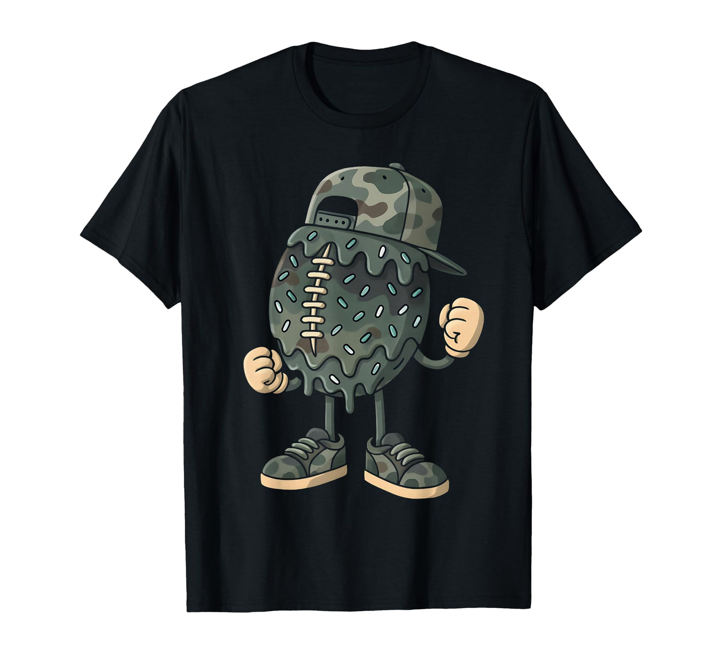 Football Drip Camo Boys Football Ice Cream Youth Game Day T-Shirt