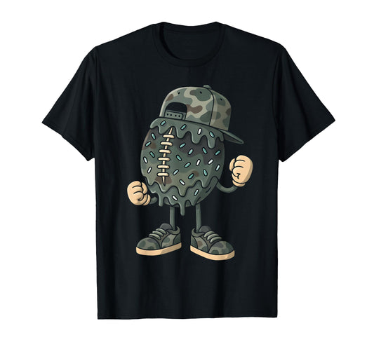 Football Drip Camo Boys Football Ice Cream Youth Game Day T-Shirt