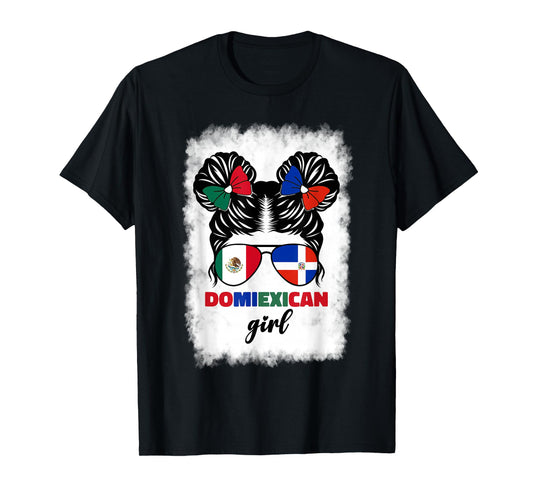 Half Mexican and Dominican Mexico Dominicana Flag Girl Kids T-Shirt