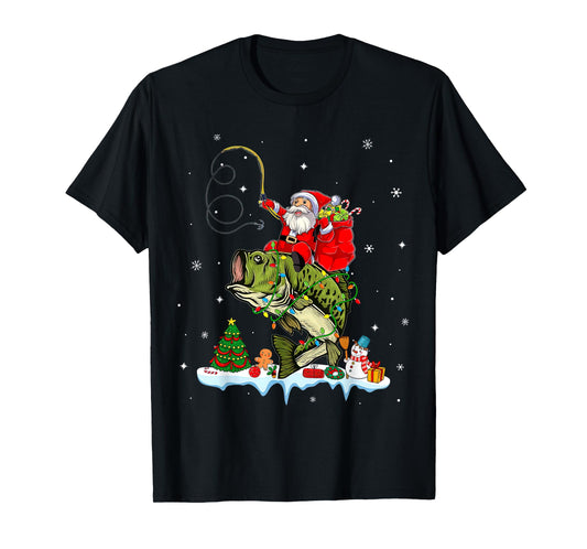 Santa Claus Fishing Christmas Fishing Lover T-Shirt