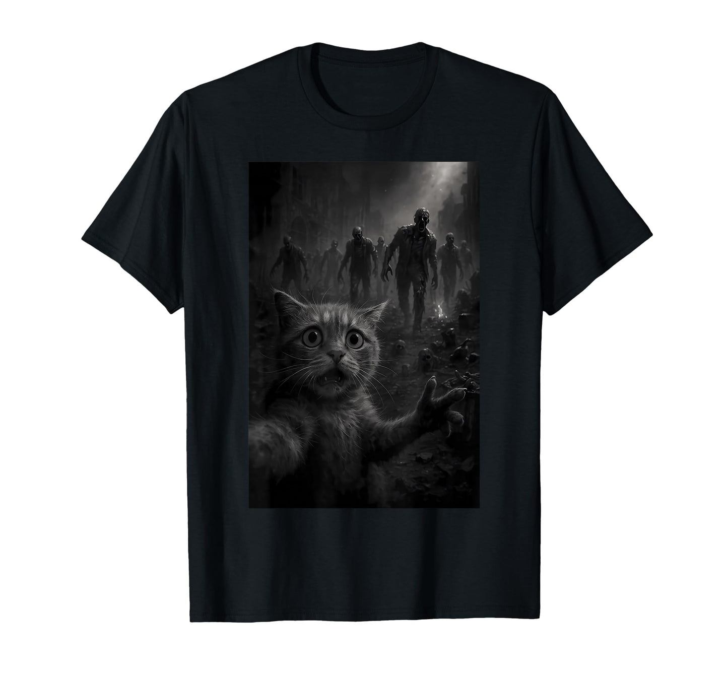 Funny Cat Selfie Top With Zombie Apocalypse T-Shirt