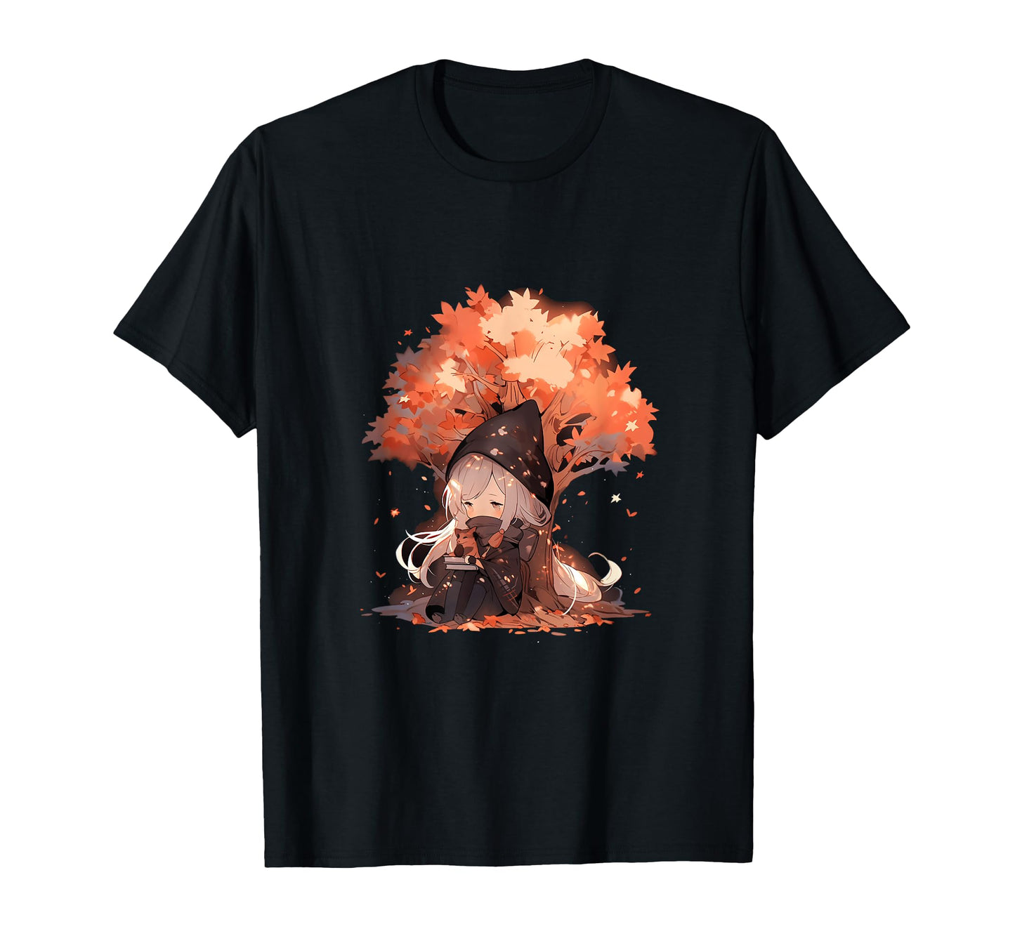 Chibi Girls Autumn Leaves Anime Kawaii Thanksgiving T-Shirt