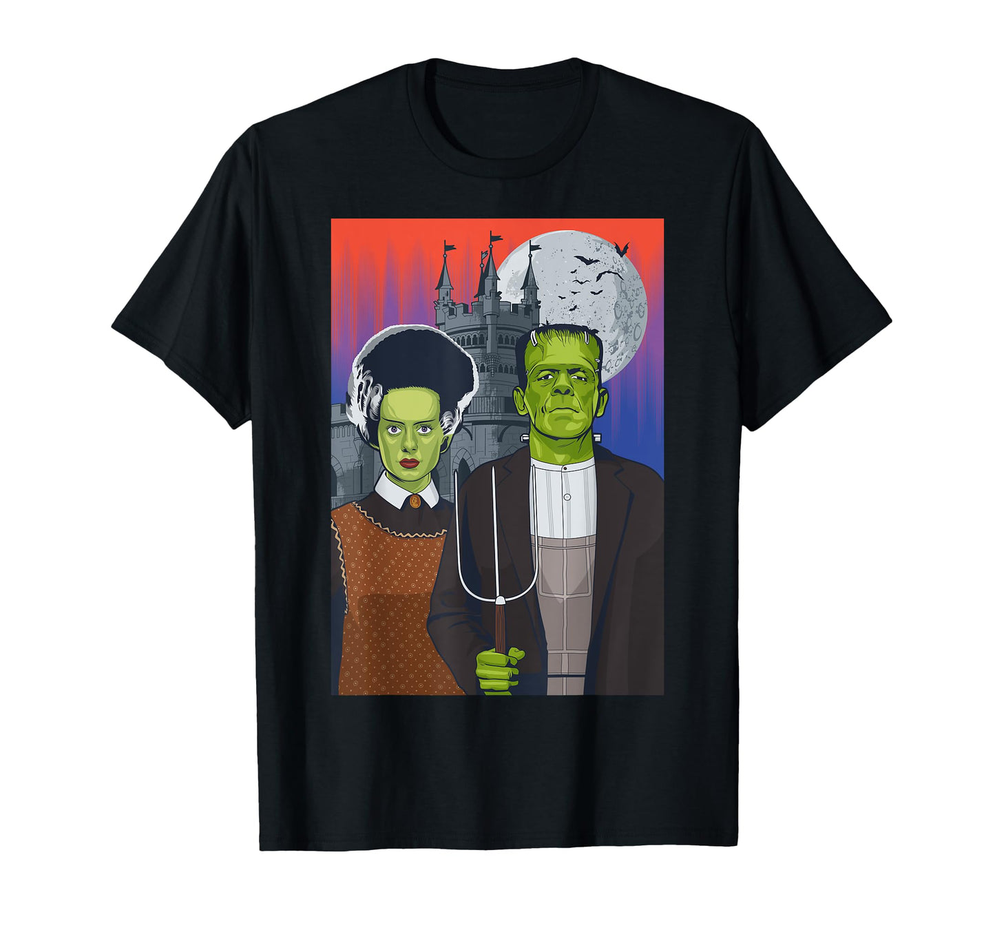 Frankenstein American Gothic Parody Halloween Monster T-Shirt