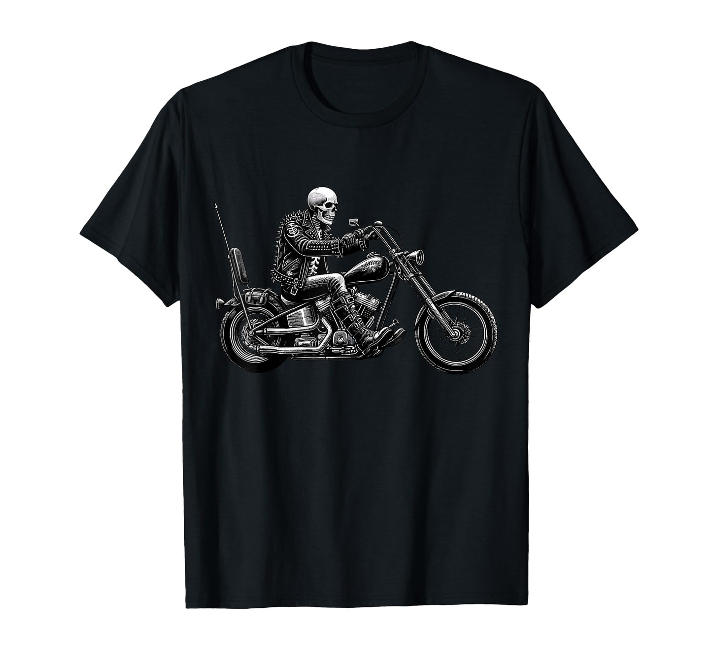 Rebel Rider Skeleton Chopper Bike Motorcycle Ghost Biker T-Shirt