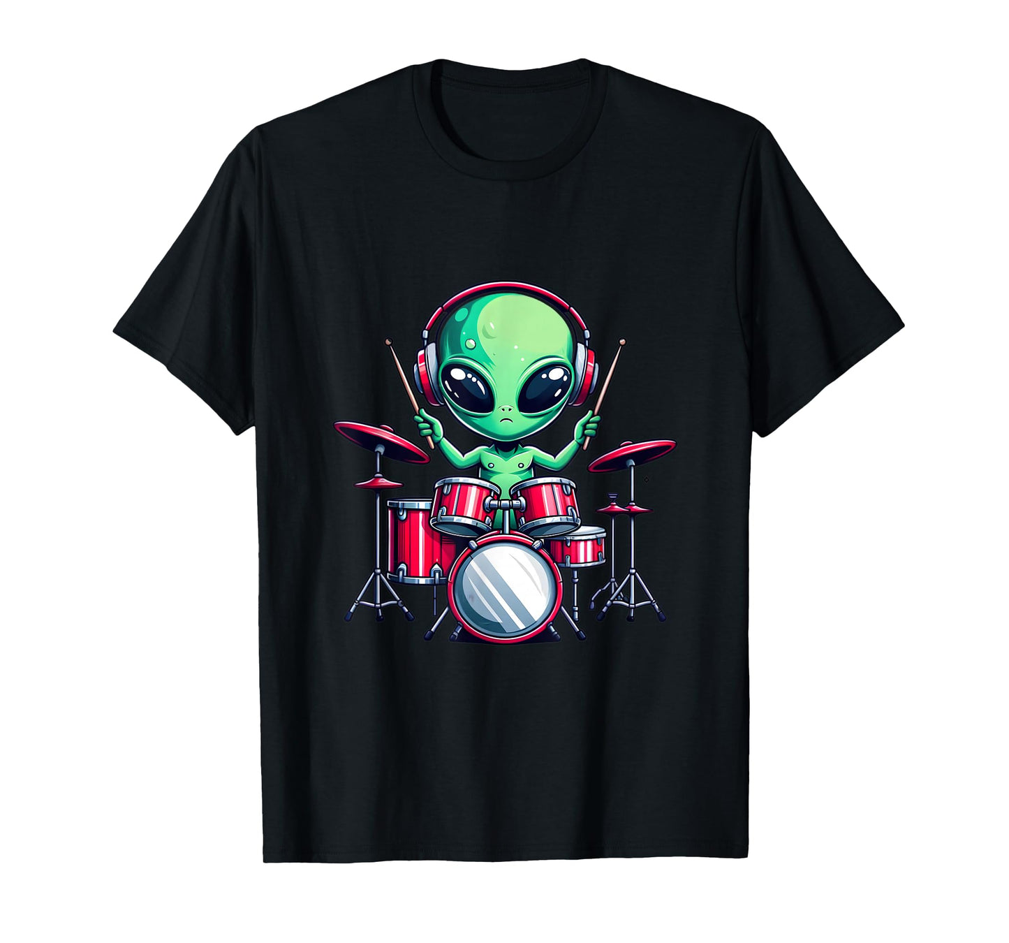 UFO Alien Playing Drum Set Percussionist Drummer Graphic Men T-Shirt