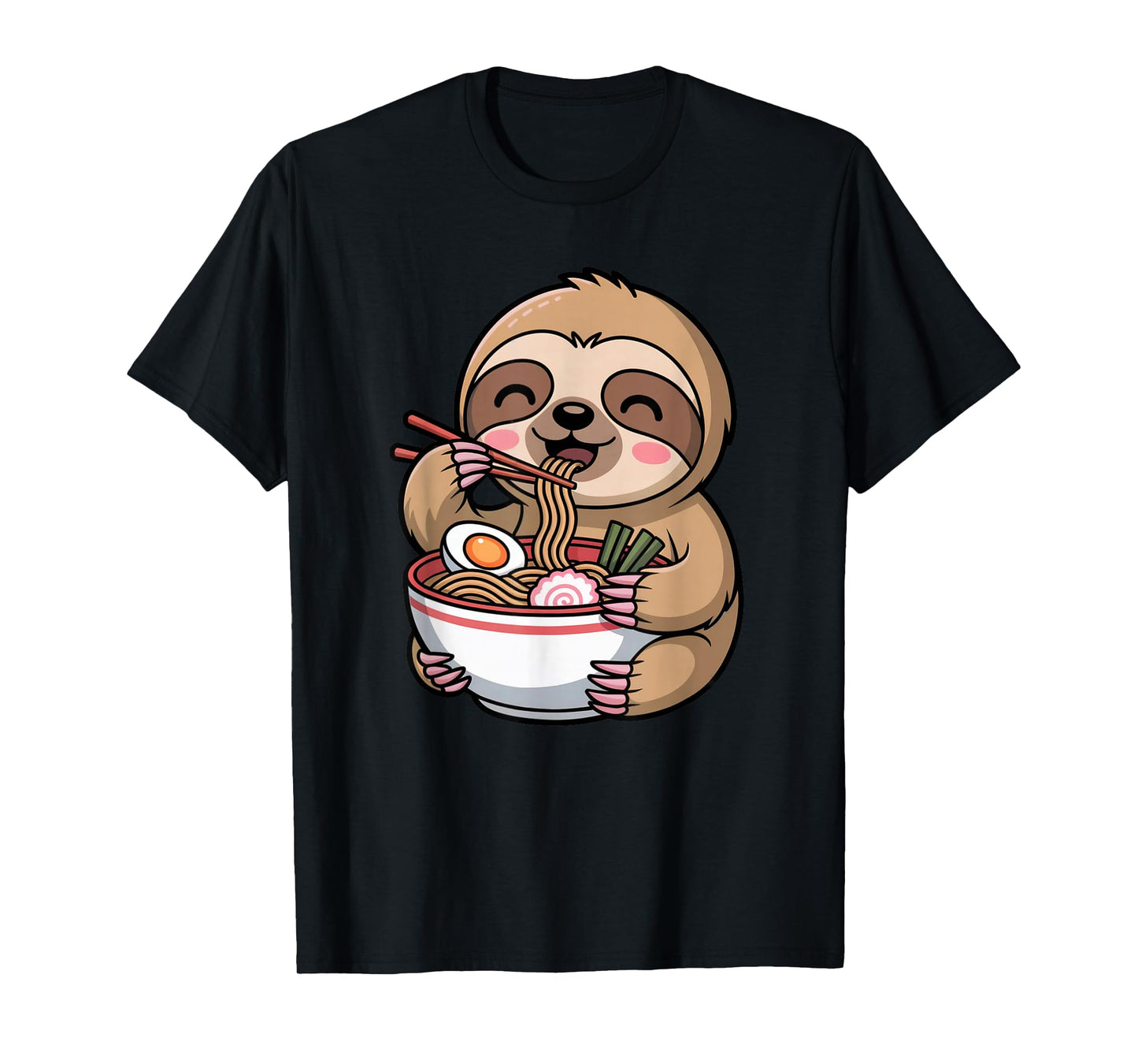 Cute Sloth Eating Ramen Noodles Anime Kawaii Gift T-Shirt