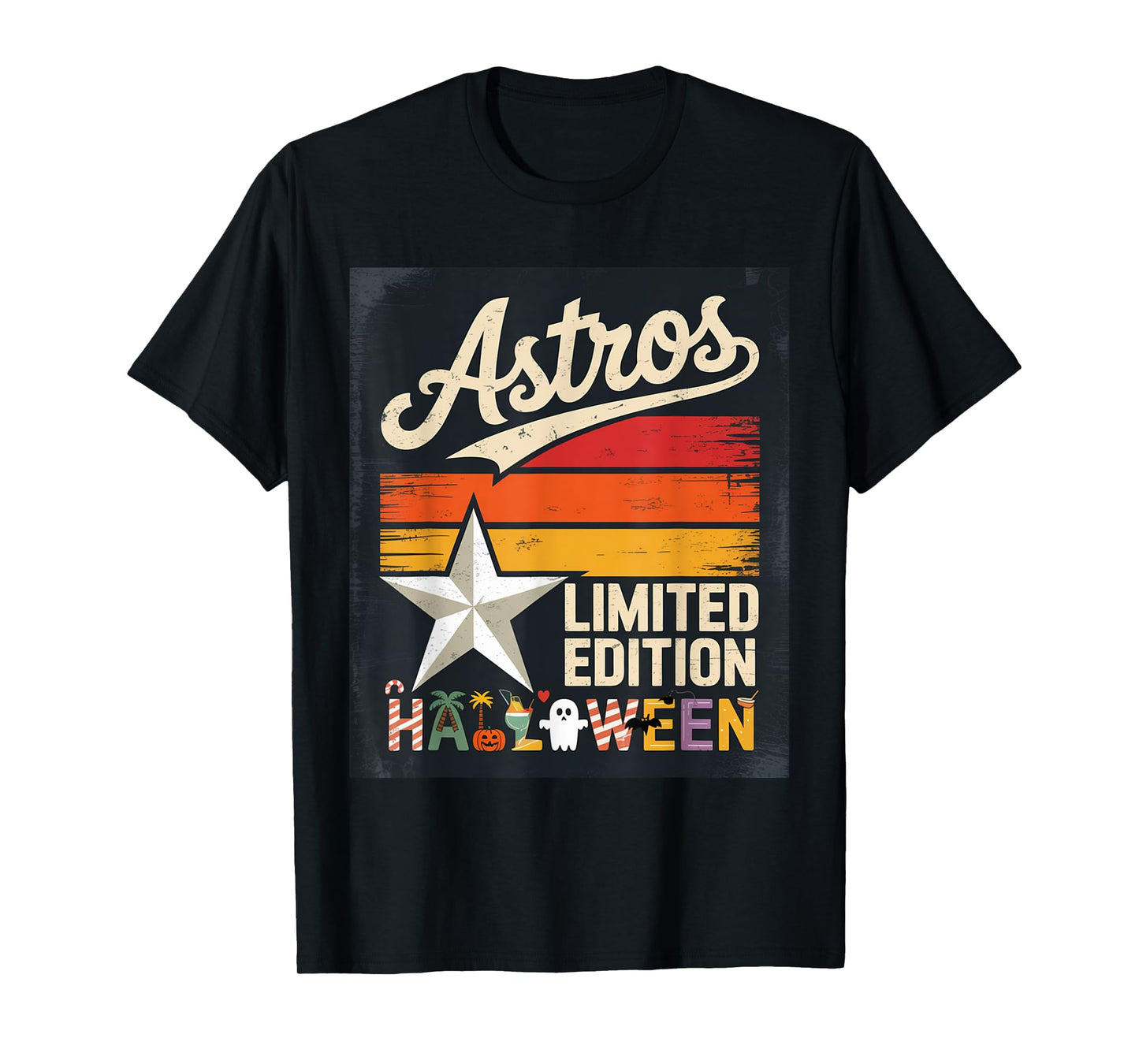 Astros Halloween Limited Edition Retro Sunset Star Spooky T-Shirt