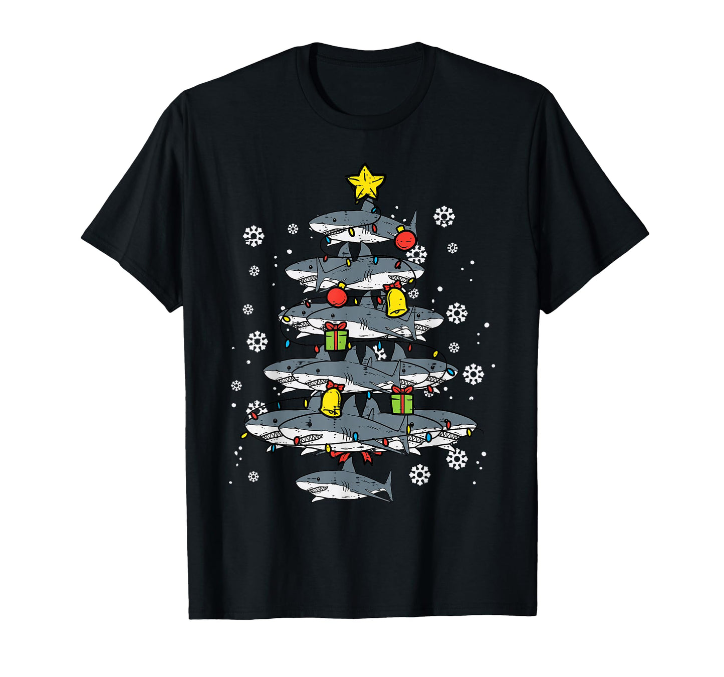 Sharks Christmas Tree Xmas Pajamas PJs Boys Toddler Kids T-Shirt