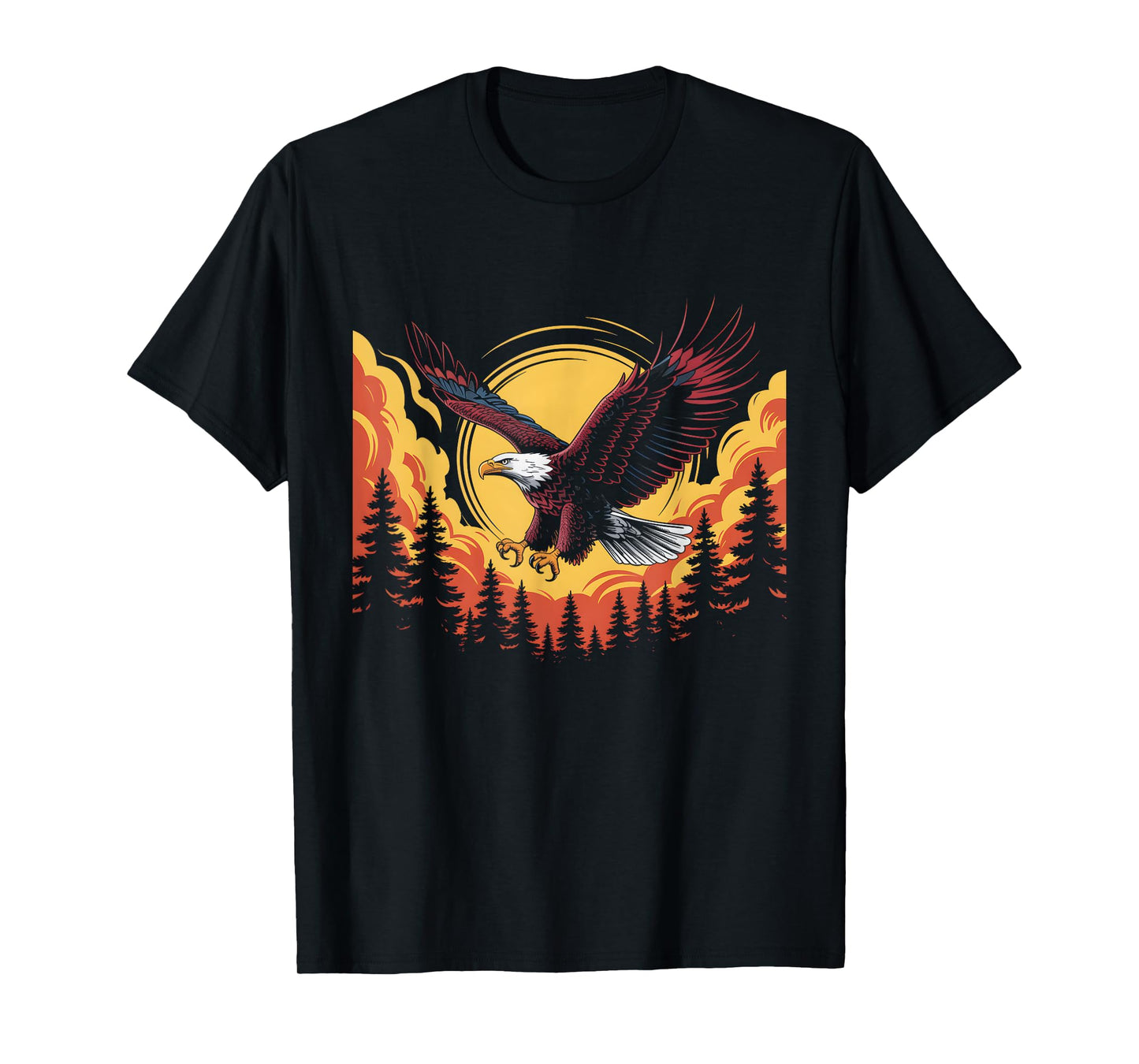 Eagle Forest Wildlife Bald a Eagle Flying Nature Sunset T-Shirt