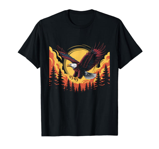 Eagle Forest Wildlife Bald a Eagle Flying Nature Sunset T-Shirt