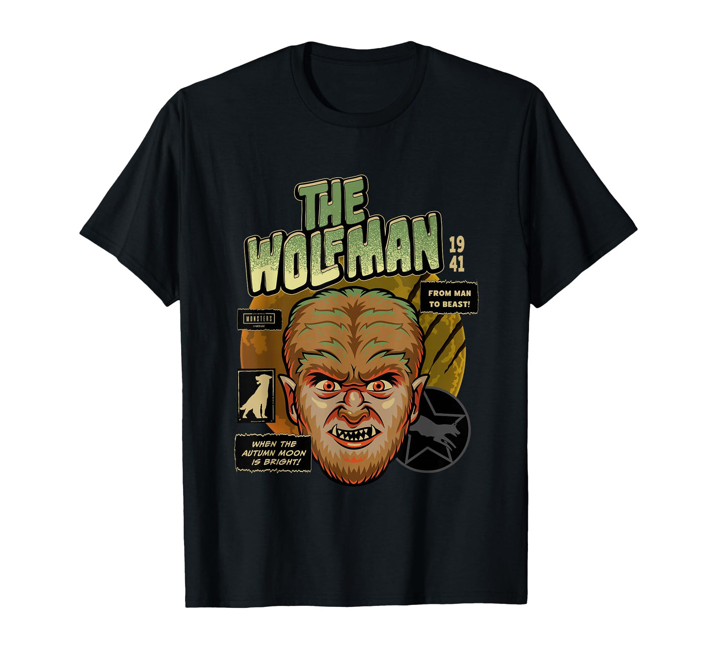 Universal Monsters The Wolf Man Vintage Halloween Mask T-Shirt