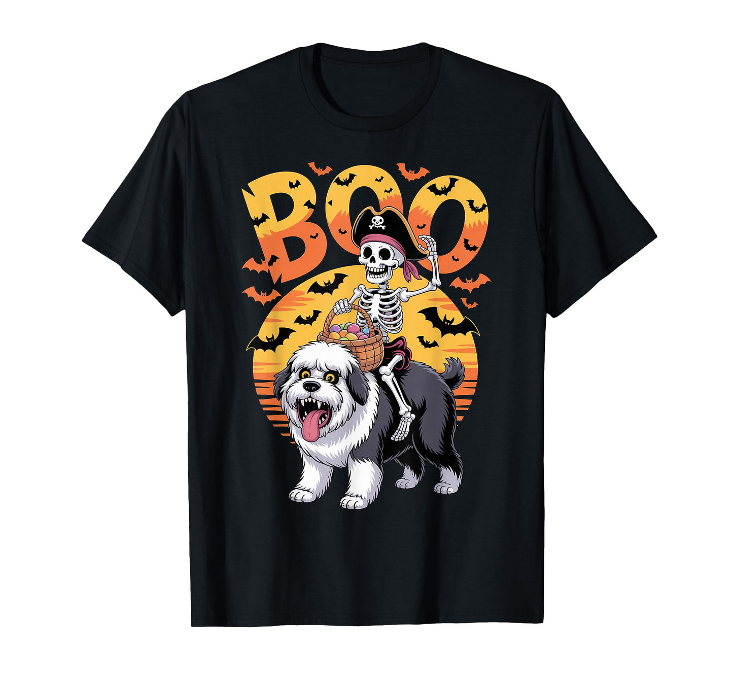 Spooky OES Costume on Boo Old English Sheepdog Halloween T-Shirt