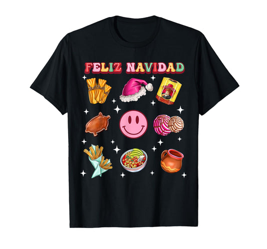 Feliz Navidad Mexican Christmas Mexico Food Men Women Kids T-Shirt