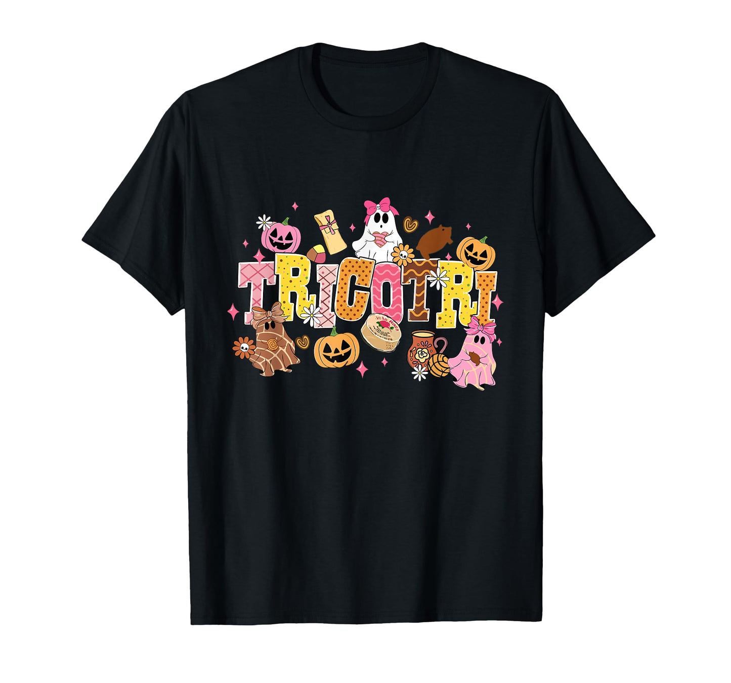 Coquette Floral Ghost TricoTri Halloween Ghost Pumpkin Women T-Shirt
