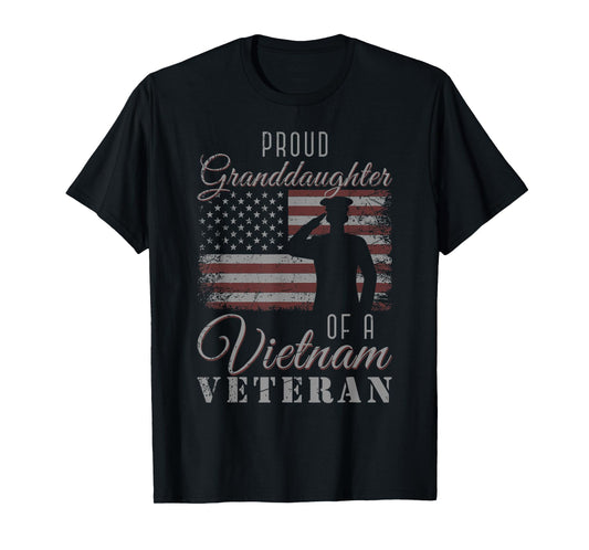 Proud Granddaughter US Flag 4th Of July Vietnam Veteran T-Shirt