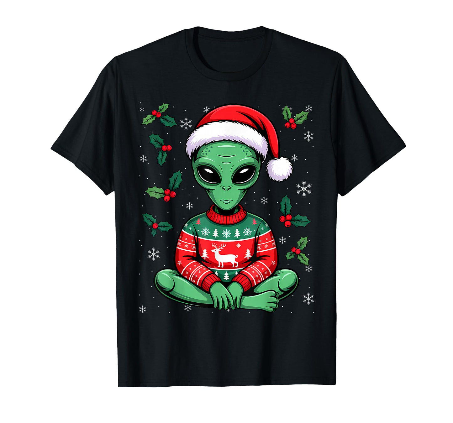 Cute Funny Alien Ugly Christmas Sweater T-Shirt