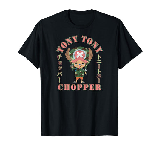 One Piece Anime Tony Tony Chopper Camo Arched Kanji T-Shirt