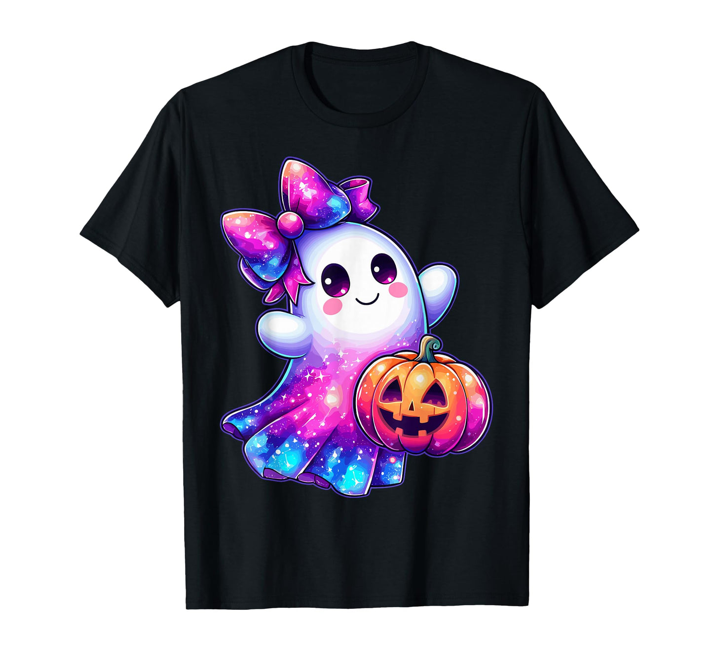 Halloween Ghost Pumpkin Galaxy Colors Cute Spooky T-Shirt